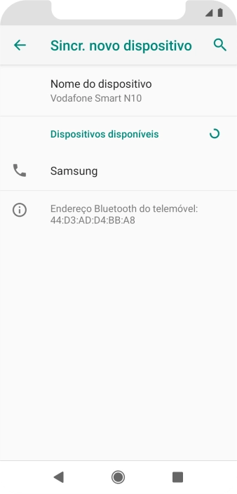 Prima o dispositivo Bluetooth pretendido e siga as indicações no ecrã para emparelhar o dispositivo pretendido com o telefone.