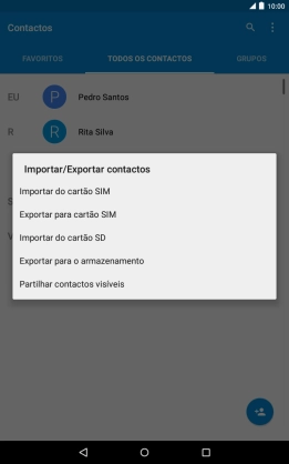 Prima Importar do cartão SIM.