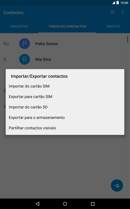 Prima Importar do cartão SIM.