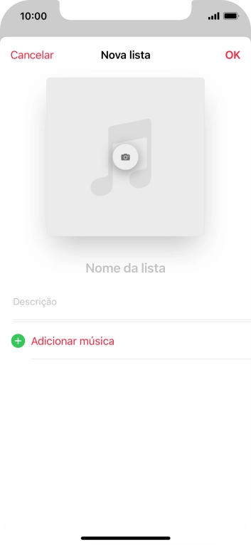 Prima o campo de escrita e introduza o nome da lista de reprodução.