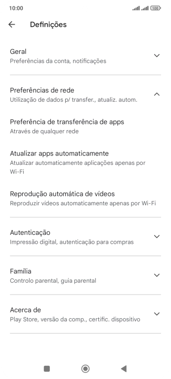 Prima Atualizar apps automaticamente.