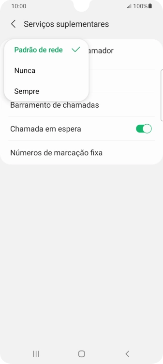 Prima Sempre para ativar a visualização do seu número.