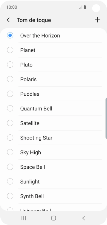 Prima o ícone para adicionar um tom de toque.