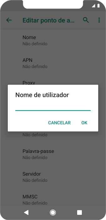 Introduza vodafone e prima OK.