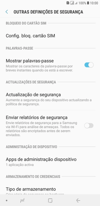 Prima Config. bloq. cartão SIM.