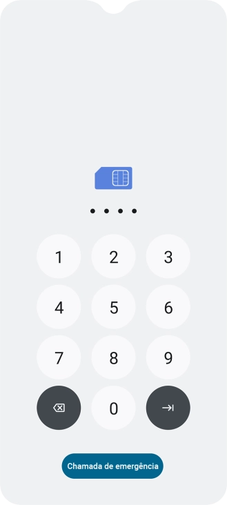 Se solicitado, deve introduzir o código PIN e premir a seta para a direita.