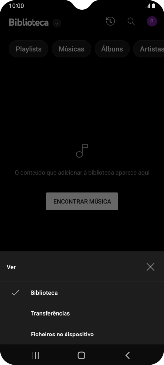 Prima a categoria pretendida e dirija-se ao ficheiro de música pretendido.