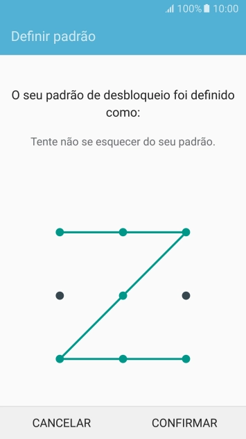 Repita o código de bloqueio do telefone escolhido e prima CONFIRMAR.