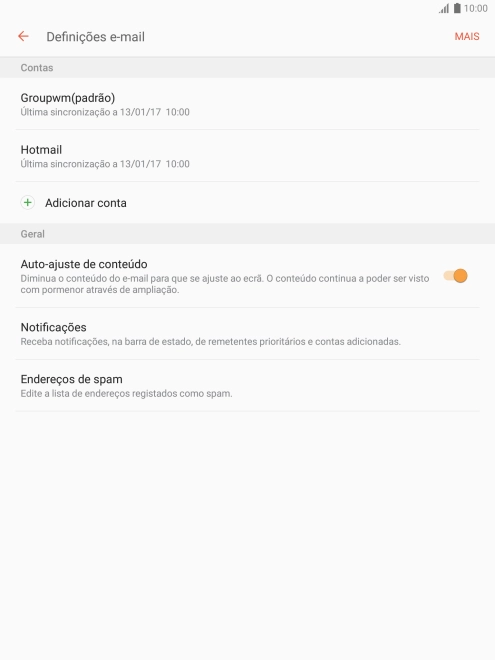 Prima a conta de e-mail pretendida.