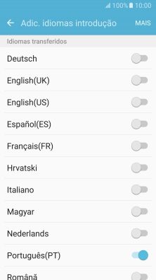 Prima o idioma pretendido para o adicionar.