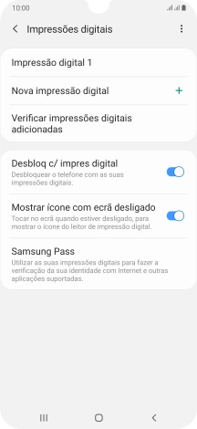 Prima os indicadores junto às definições pretendidas para as ativar ou desativar.