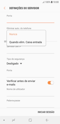 Prima Nunca para manter os e-mails no servidor quando estes são apagados no telefone.