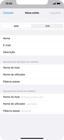 Prima Nome do host e insira smtp.vodafone.pt.