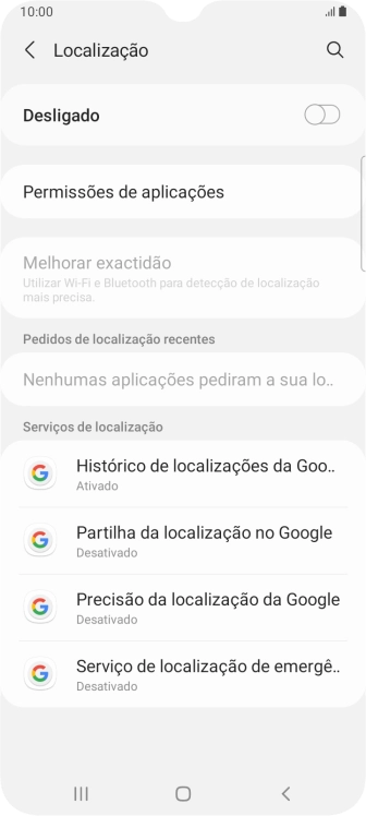 Prima o indicador para ativar ou desativar a função.