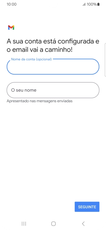Prima O seu nome e introduza o nome do remetente pretendido.