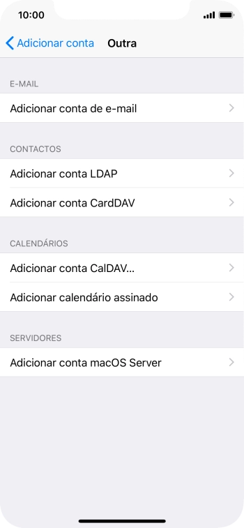 Prima Adicionar conta de e-mail.