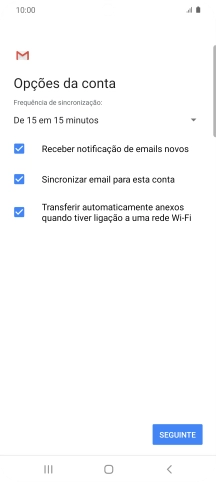 Se o ecrã mostrar esta imagem, a sua conta foi identificada e configurada automaticamente. Siga as indicações no ecrã para introduzir informações adicionais e concluir a configuração.