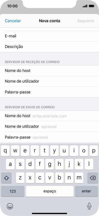 Prima Nome do host e insira smtp.vodafone.pt.