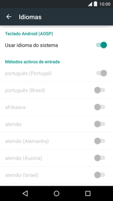 Prima Usar idioma do sistema para o desativar.