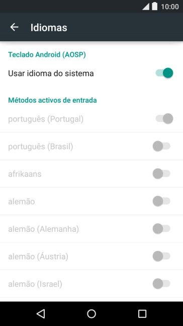 Prima Usar idioma do sistema para o desativar.