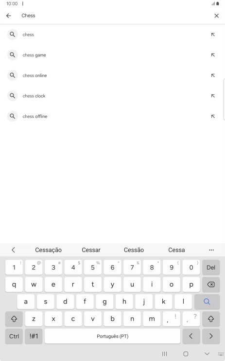 Introduza o nome ou categoria da app pretendida e prima o ícone para pesquisar.