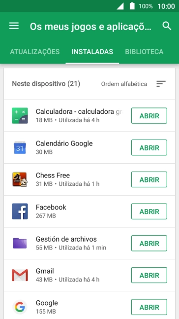 Prima a app pretendida.