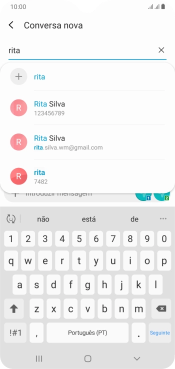 Prima o contacto pretendido.