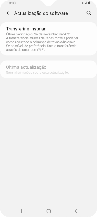 Prima Transferir e instalar. Se existir uma nova versão de software disponível, será agora indicado no ecrã. Siga as indicações no ecrã para atualizar o software do telefone.