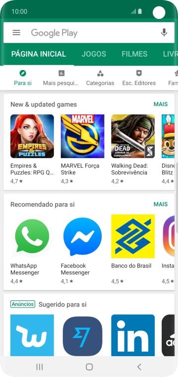 Deslize o dedo sobre o ecrã da esquerda para a direita.
