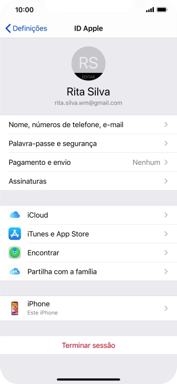 Para voltar ao ecrã inicial, deslize o dedo de baixo para cima a partir da base do ecrã.