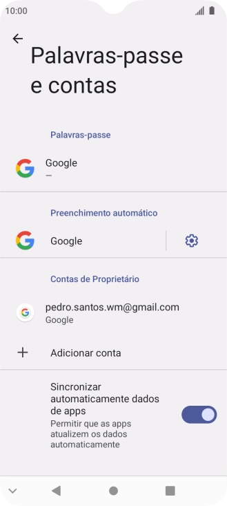 Prima Adicionar conta.