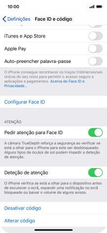 Prima Desativar código, e introduza o código de bloqueio.