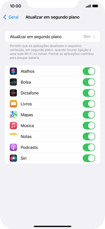 Prima Atualizar em segundo plano.