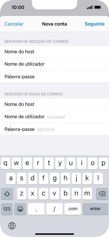 Prima Nome de utilizador e introduza o nome de utilizador da sua conta de e-mail.