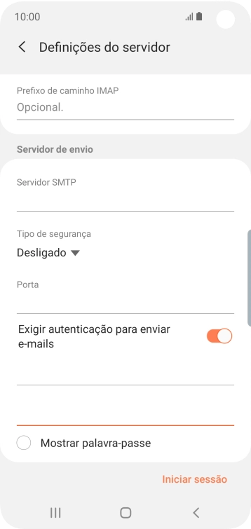 Prima Iniciar sessão.