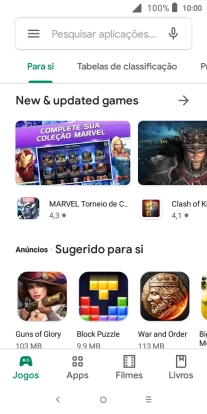 Deslize o dedo sobre o ecrã da esquerda para a direita.