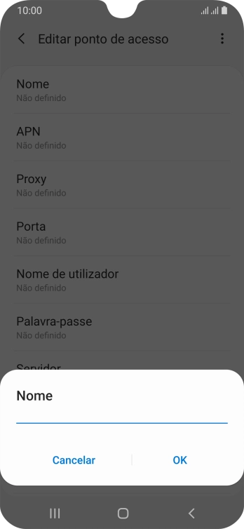 Introduza Vodafone Internet e prima OK.