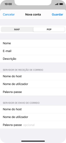 Prima Palavra-passe e introduza a password da sua conta de e-mail na Vodafone.