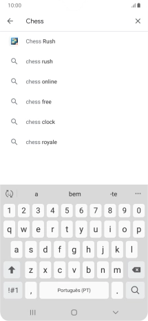 Introduza o nome ou categoria da app pretendida e prima o ícone para pesquisar.