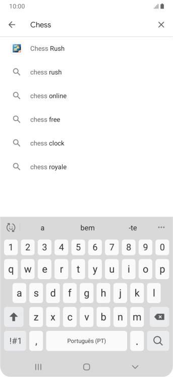 Introduza o nome ou categoria da app pretendida e prima o ícone para pesquisar.