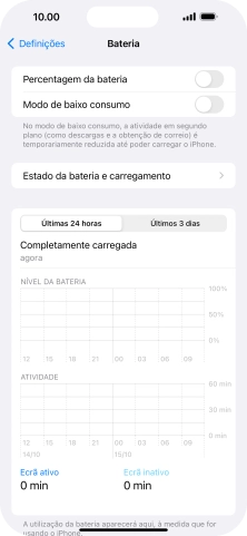 Prima Estado da bateria e carregamento.