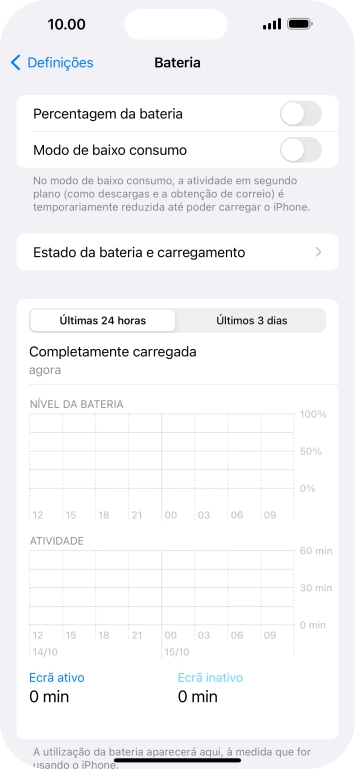 Prima Estado da bateria e carregamento.
