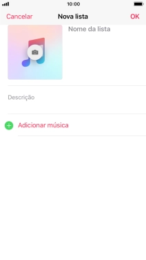 Prima o campo de escrita e introduza o nome da lista de reprodução.