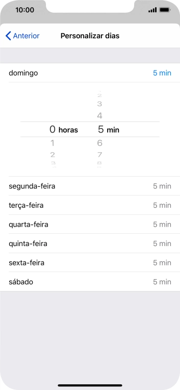 Escolha o limite de tempo pretendido.