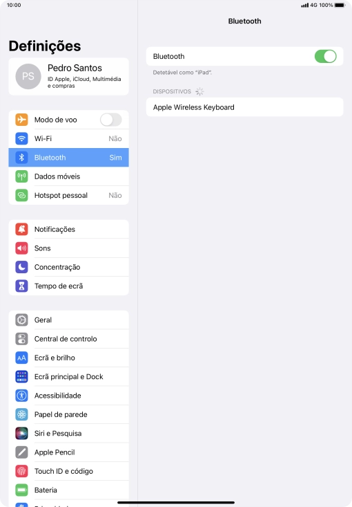 Prima o dispositivo Bluetooth pretendido e siga as indicações no ecrã para emparelhar o dispositivo pretendido com o tablet.