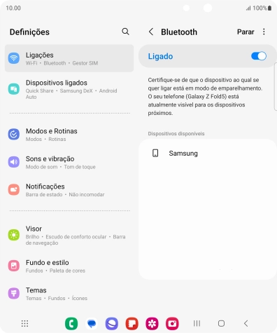 Prima o dispositivo Bluetooth pretendido e siga as indicações no ecrã para emparelhar o dispositivo pretendido com o telefone.