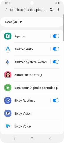 Prima o indicador junto às apps pretendidas para ativar ou desativar a função.