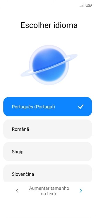 Prima o idioma pretendido.