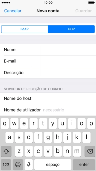 Prima Nome de utilizador e introduza o nome de utilizador da sua conta de e-mail.