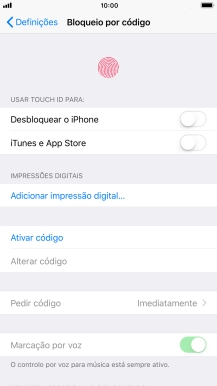 Prima Adicionar impressão digital... e siga as indicações no ecrã para adicionar a sua impressão digital.